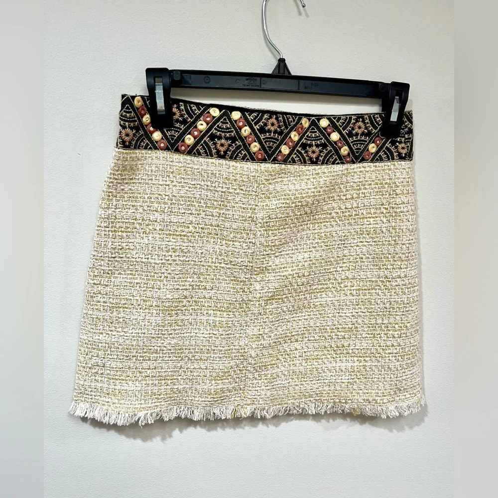 ZARA Tweed Bohemian Mini Skirt Size Small NWT